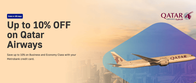 metrobank credit card promo - 10% discount qatar airways