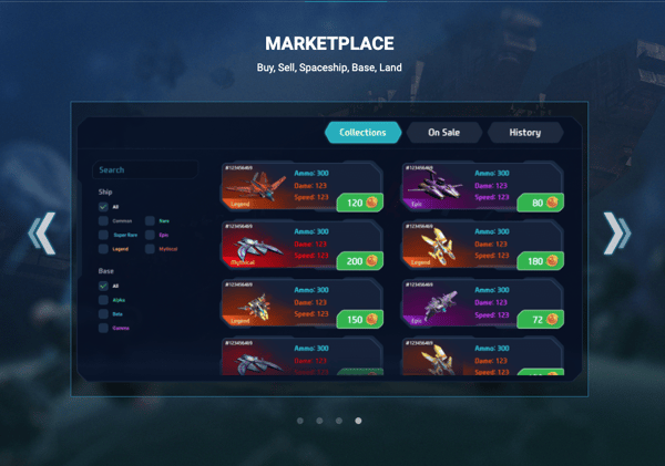 space crypto game - marketplace