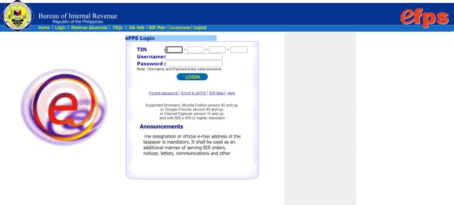 how to pay bir online - efps