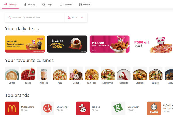 foodpanda vs grabfood - foodpanda web