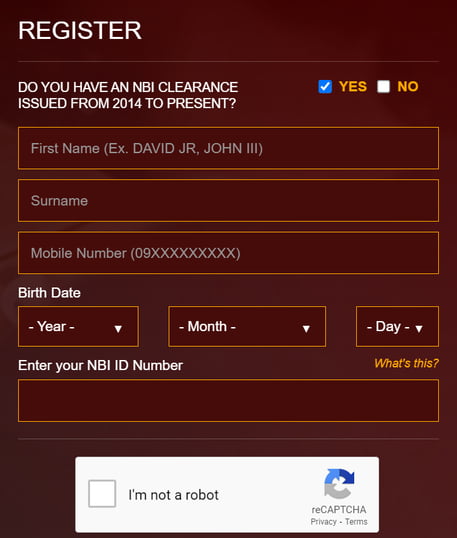 how to get an nbi clearance - create account