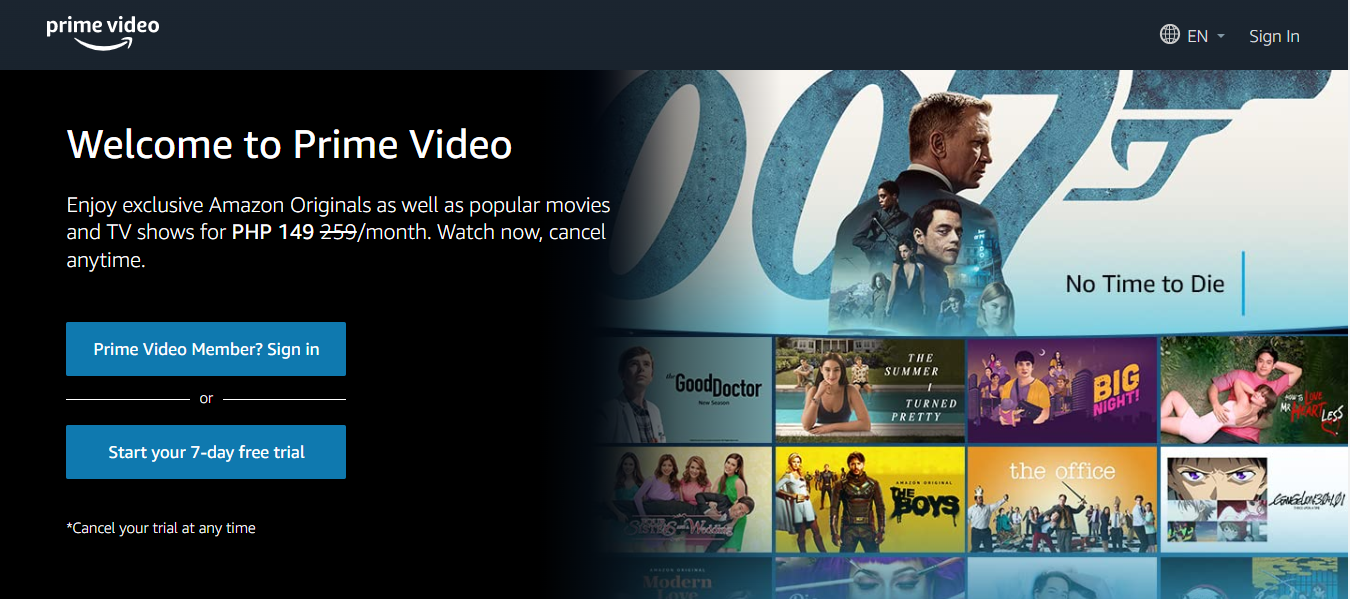 sites to watch filipino movies - amazon prime video