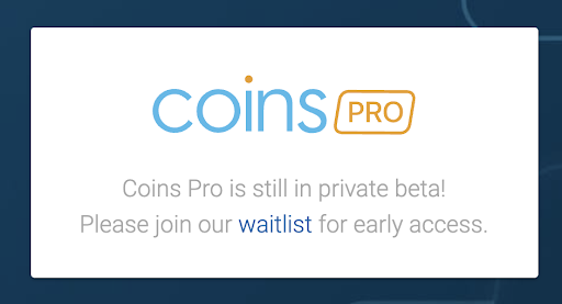 coins pro trading - private beta join waitlist