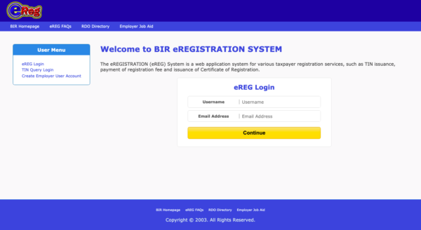 how to get tin number - via bir ereg