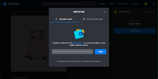 how to make your own nft - adding funds to opensea account